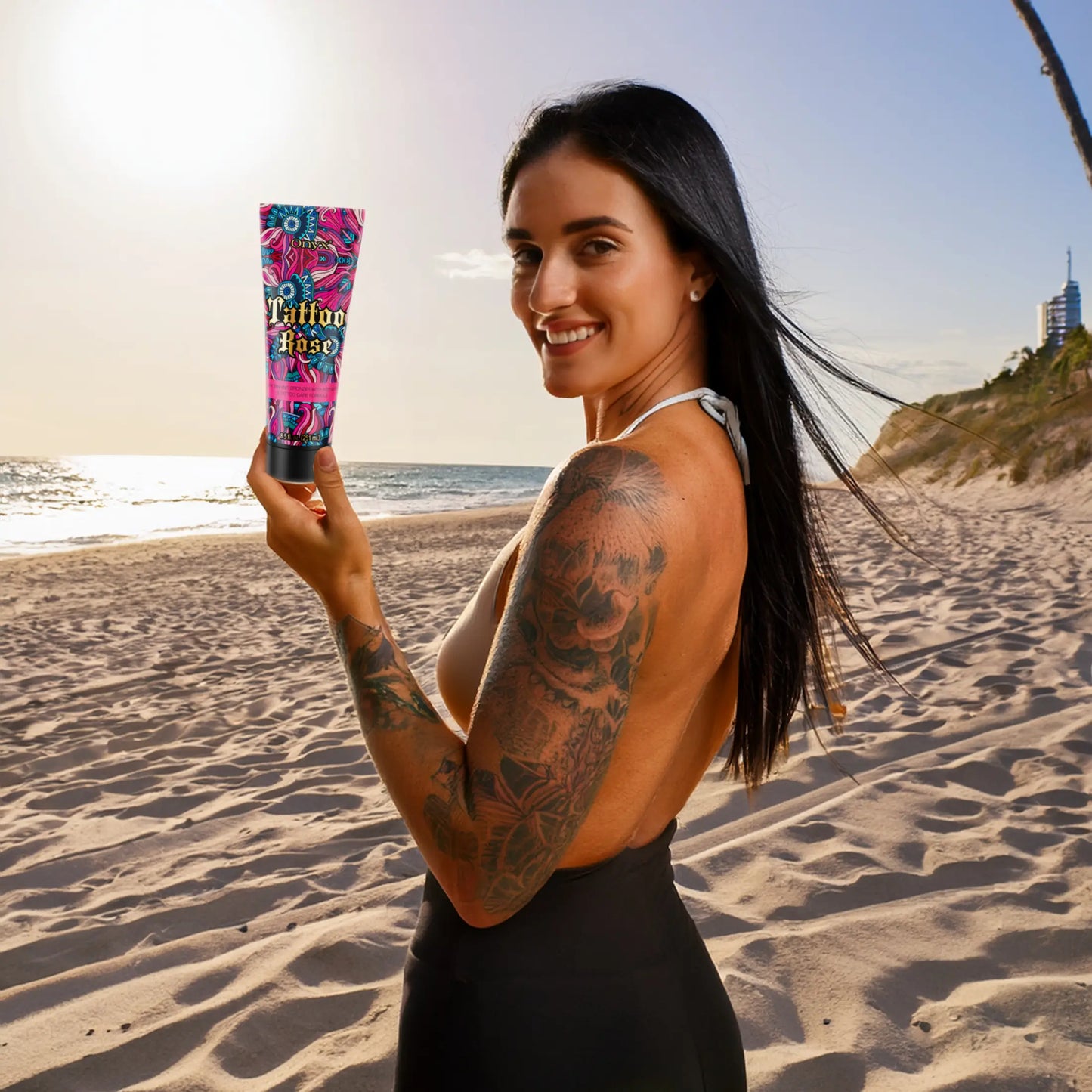 Onyx Tattoo Rose do opalania na słońcu dla kobiet z tatuażem - nie zawiera filtru SPF