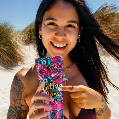 Onyx Tattoo Rose do opalania na plaży bez filtru SPF dla kobiet z tatuażami
